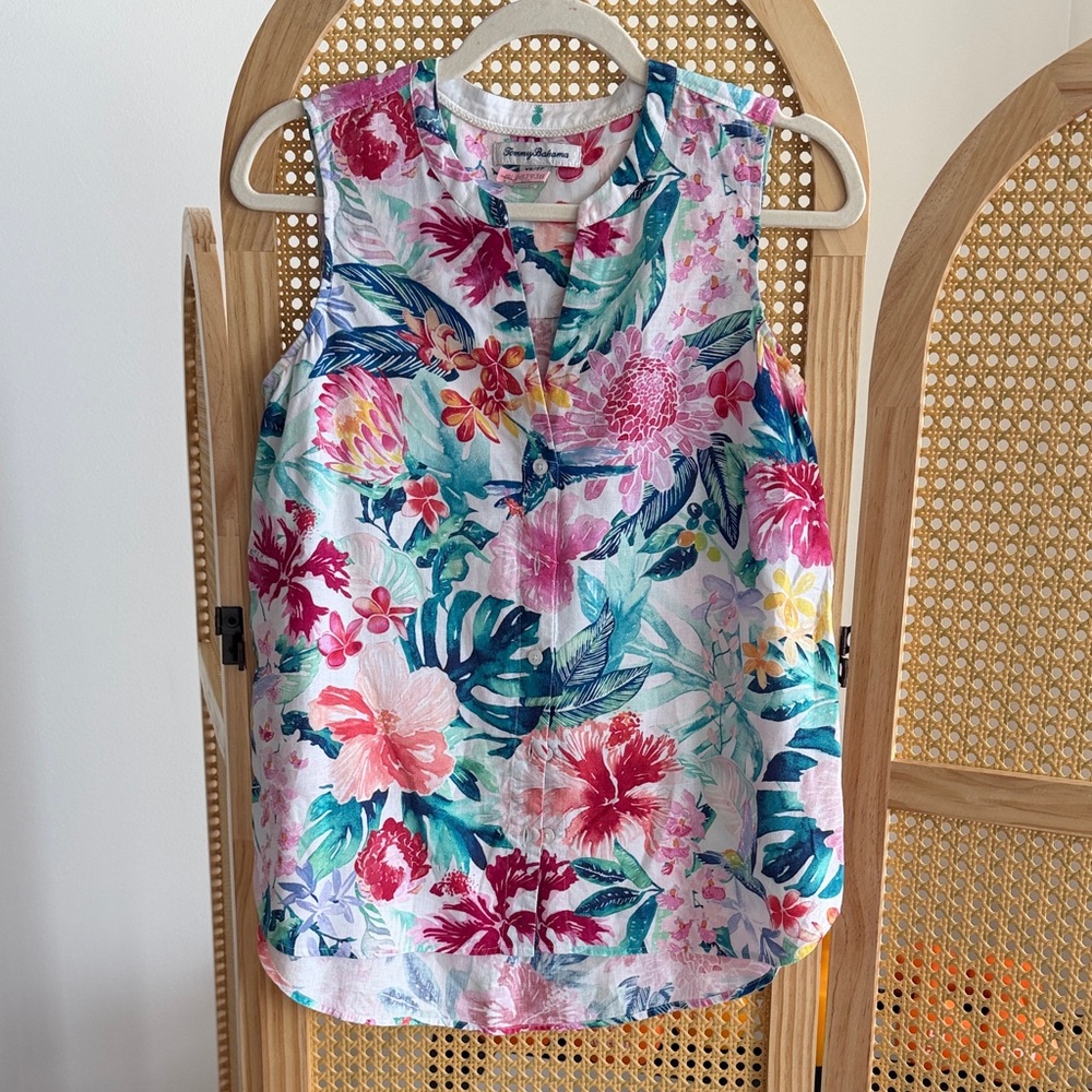 Tommy Bahama Tropical Floral Sleeveless Blouse - Multicolor